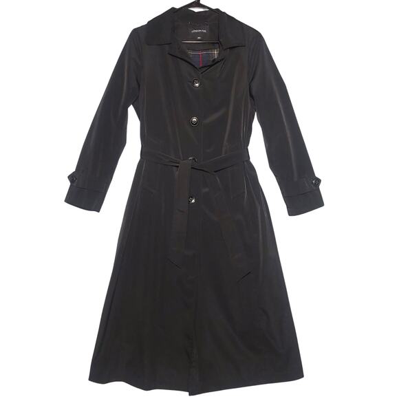 London Fog Classic Trench/Raincoat Black Sz. 6P - Picture 1 of 11